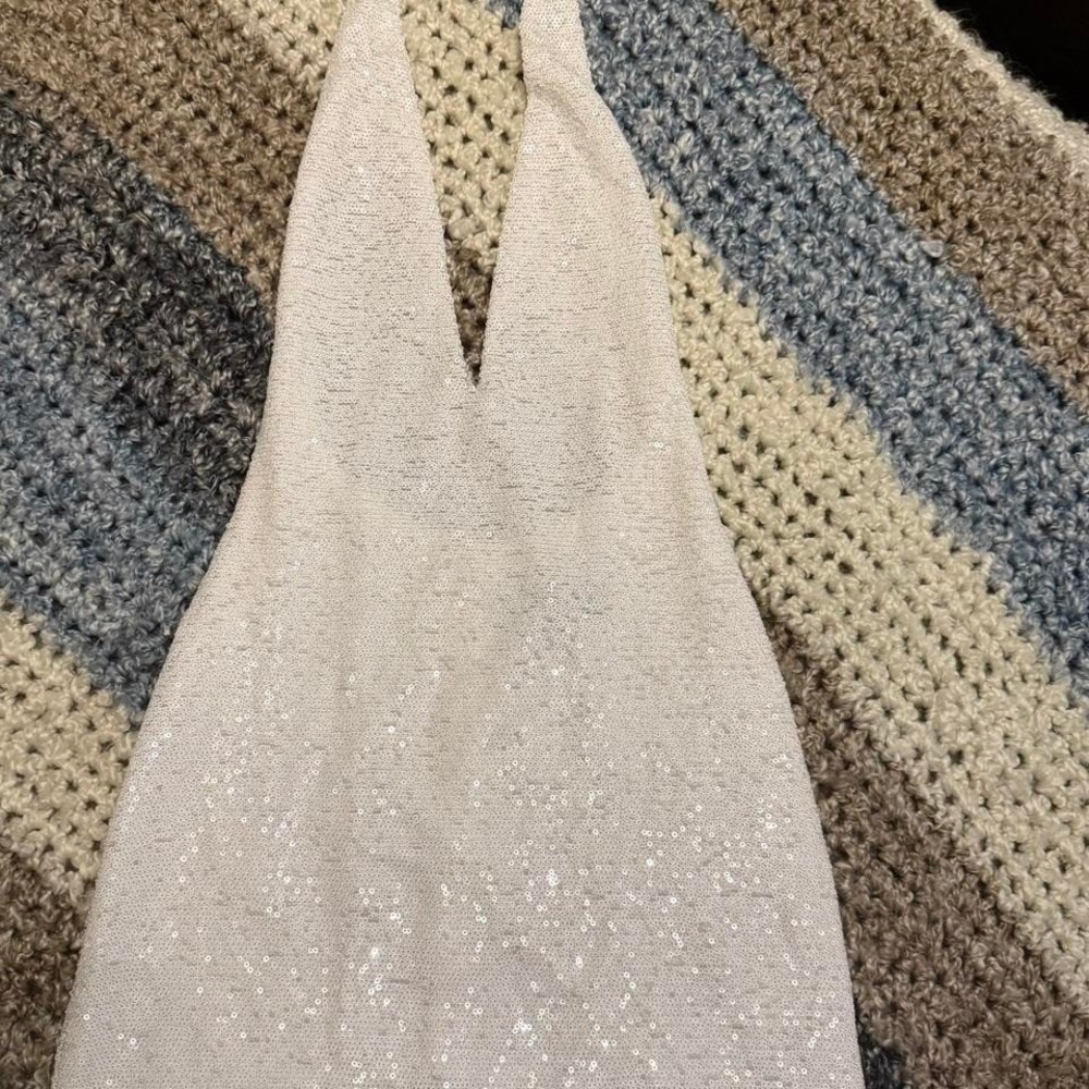 White Fox Boutique White Sequin Halter Dress size XS